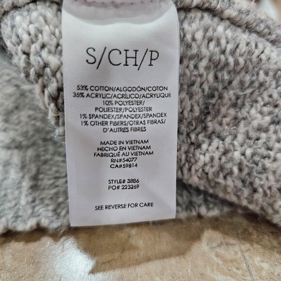 Women's Cabi 3886 Tilt Cardigan Sweater Gray Tan Diagonal Colorblock Snap Size S - Picture 6 of 8